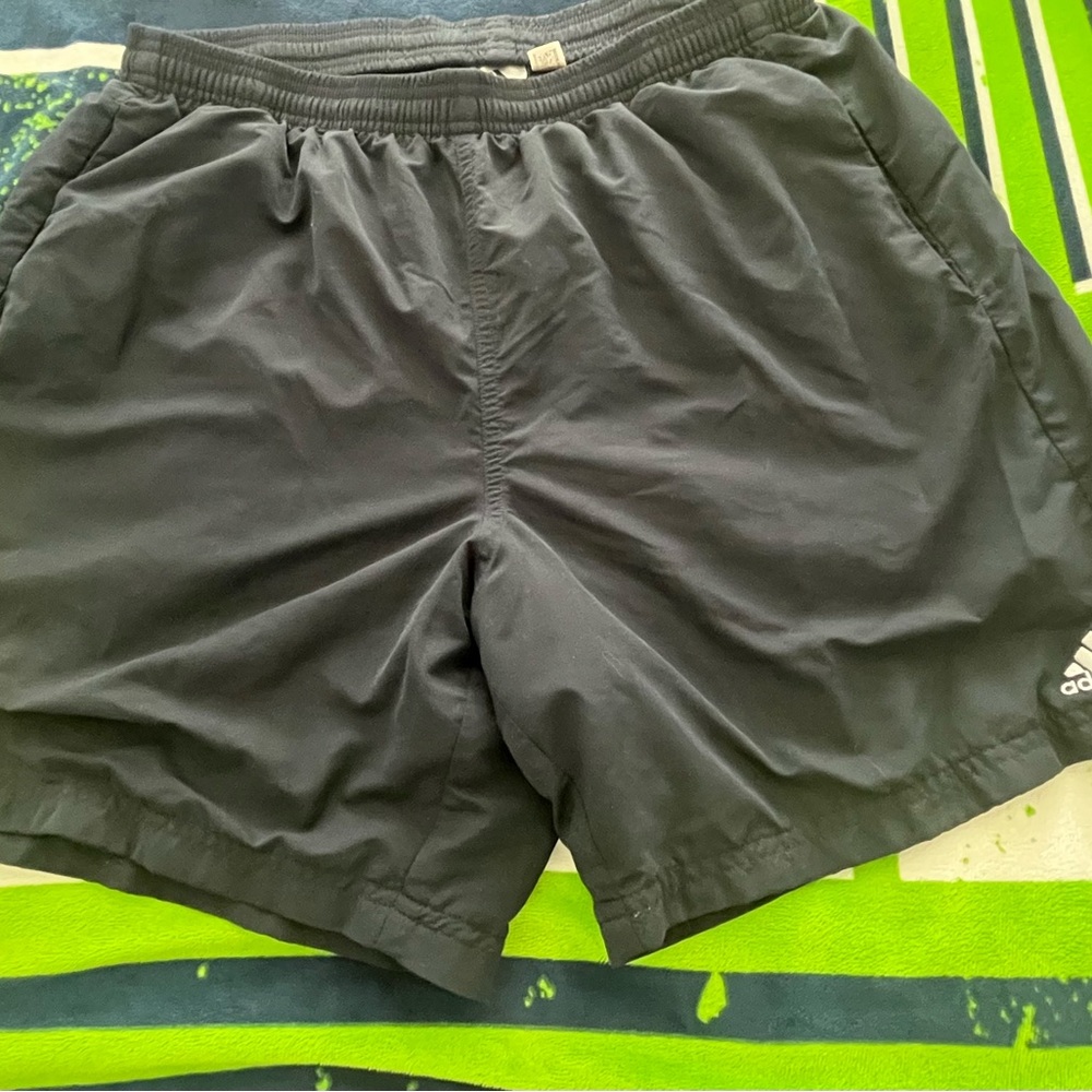 Men’s Adidas Navy Blue Athletic Shorts Moisture-Wicking Elastic Waist
